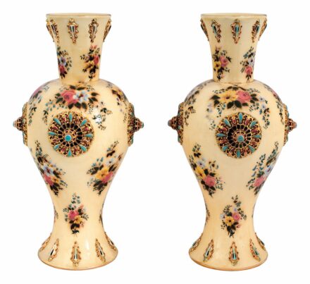 Zsolnay:Rozettás vázapár, Zsolnay, 1880 körül