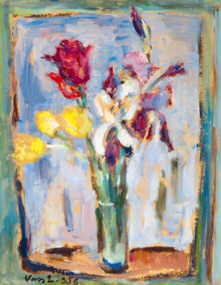 Vass Elemér: Virágcsendélet ablakban, 1956