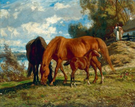 Lotz Károly: Legelésző lovak, 1860-as évek eleje