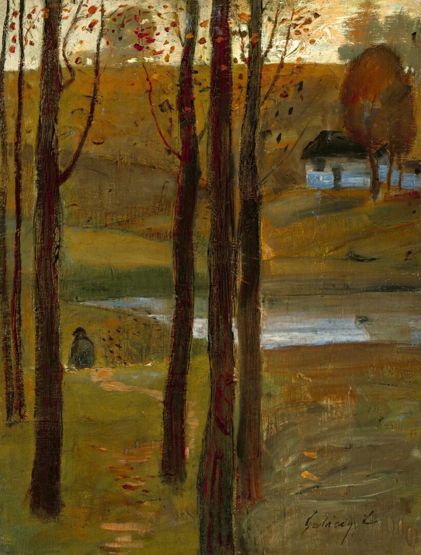 Gulácsy Lajos: Vándor a tájban (Úton), 1910 körül