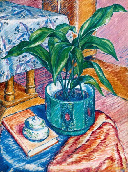 Faragó Endre: Virágcsendélet art deco kaspóval, 1928