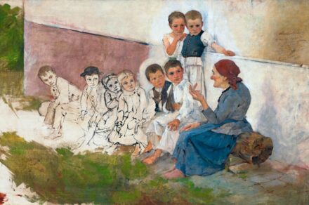 László Fülöp: Mesét hallgató gyerekek, 1891