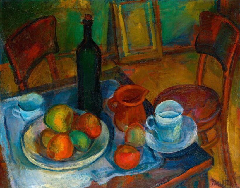 Kmetty János: Asztali csendélet székekkel, 1920-as évek eleje