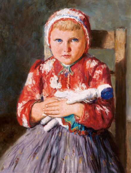 Glatz Oszkár: Kékszemű kislány babával, 1941