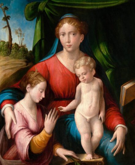 Innocenzo da Imolának (1490 körül-1545 körül) tulajdonítva: Alexandriai Szent Katalin misztikus eljegyzése