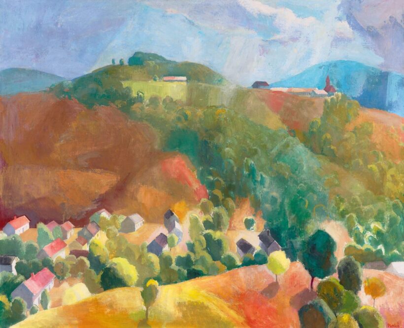 Patkó Károly: Cserépváraljai táj (Házak a völgyben), 1937 körül