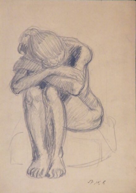 Lossonczy Tamás (1904 - 2009): Ülő akt, 1957. IV. 8.