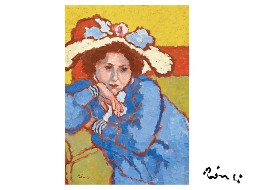 Rippl-Rónai József  Kékruhás lány virágos kalapban, 1910-es évek eleje