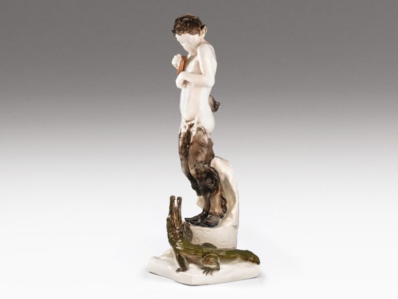 Rosenthal kisplasztika - Faun krokodillal