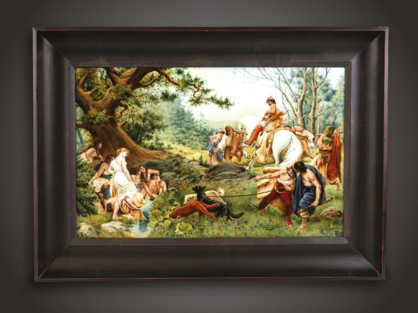 Ismeretlen porcelánfestő, XIX. sz. vége -  Vadászjelenet