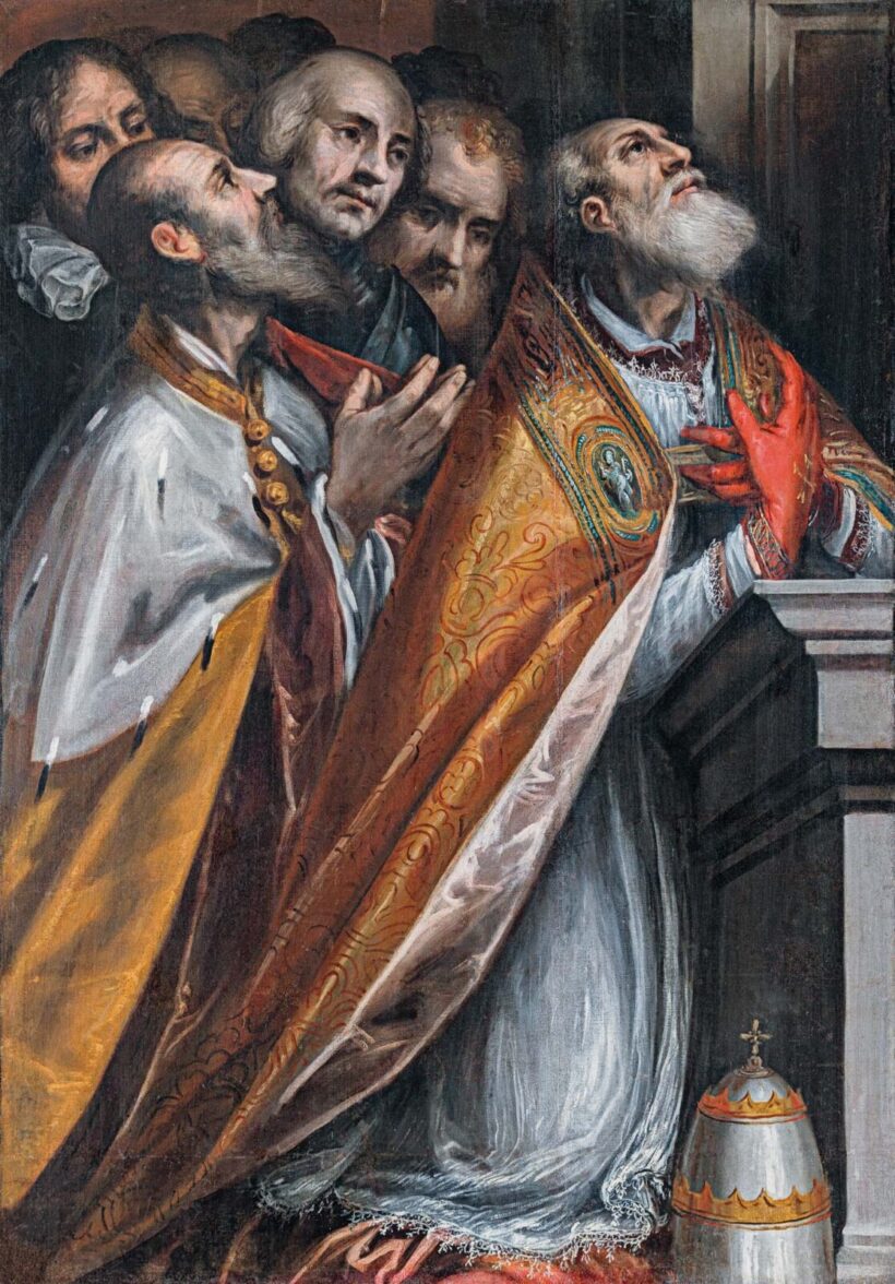 Velencei festő, 17. sz. első negyede: Adoráló V. Pius pápa patriciusokkal