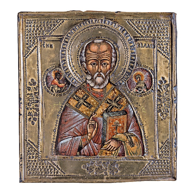 Orosz ikonfestő, 19. sz.: Szent Miklós Krisztussal és az Istenanyával