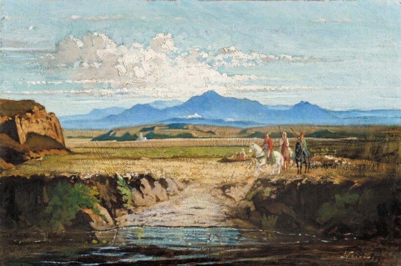 Noire, Maxime (1861-1927): Gázlón átkelő lovasok