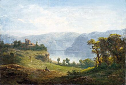 Telepy Károly (1828-1906): Duna-menti táj várrommal