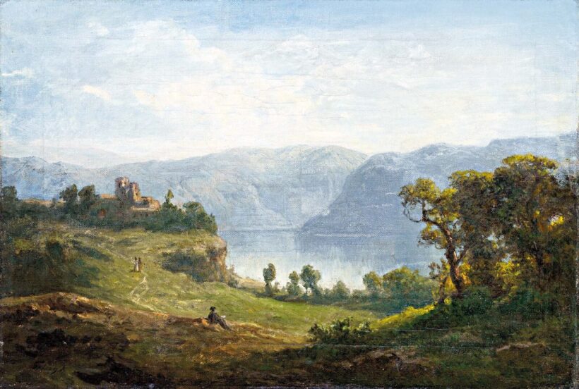 Telepy Károly (1828-1906): Duna-menti táj várrommal