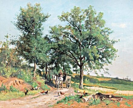 Brielman, Jacques Alfred (1836-1892): Barbizoni táj lovaskordéval