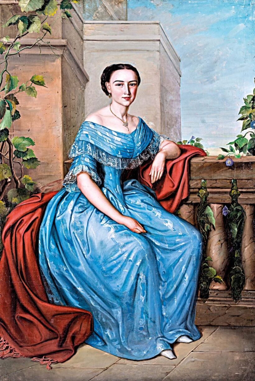 Orlai Petrich Soma (1822-1880): Kékruhás hölgy portréja, 1859