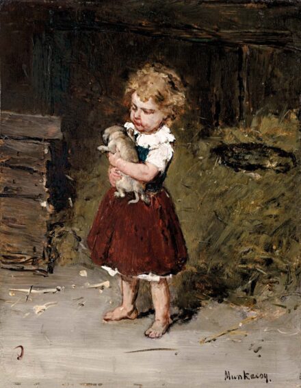 Munkácsy (Lieb) Mihály (1844-1900): Kislány kutyával, 1880 körül