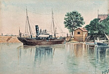 Deák A. jelzéssel: Gőzös a kikötőben, 1905