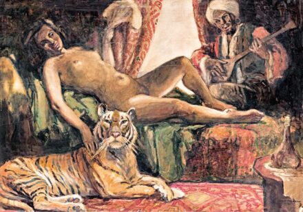 Zórád Ernő (1911-2004): Pamlagon heverő akt tigrissel, 1942