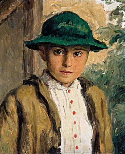 Glatz Oszkár (1872-1958): Kalapos fiú portréja, 1928