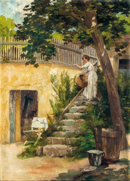 Tolnay Ákos (1861-1932): Árnyas udvaron