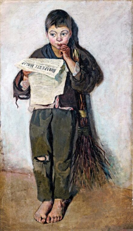 Magyar festő, 19. sz. vége: Fiú budapesti hírlappal