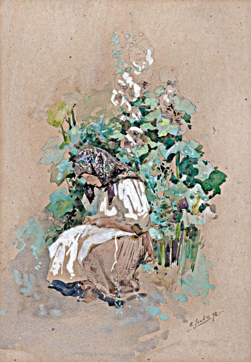 Edvi-Illés Aladár (1870-1972): Kézimunkázó lány