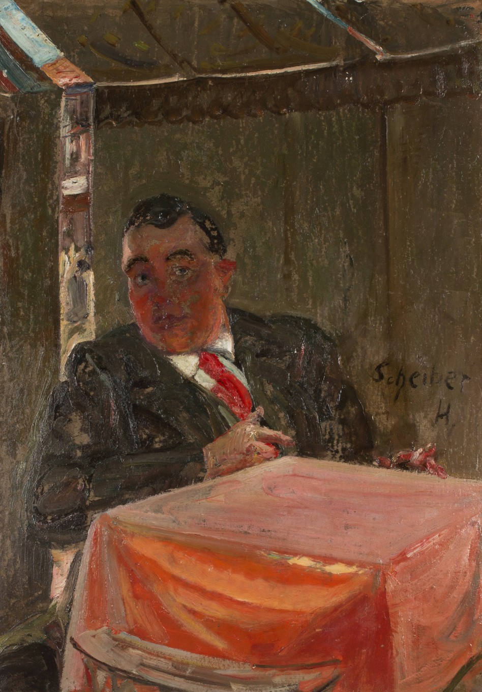 Scheiber Hugó: Férfiportré (vendéglőben), 1920-as évek