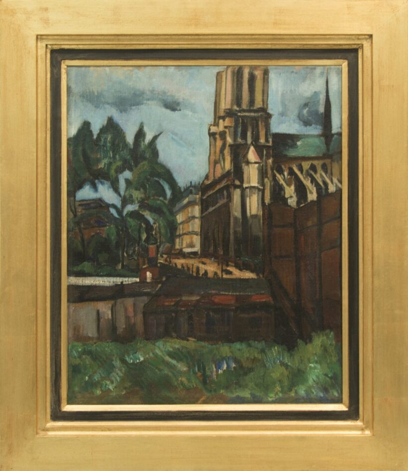 Perlrott Csaba Vilmos: A párizsi Notre Dame, 1926 körül (Hátoldal: Nő színes ruhában) - Image 2