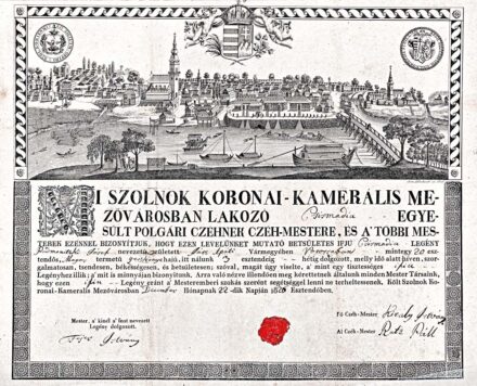 Céhlevél, Szolnok látképe