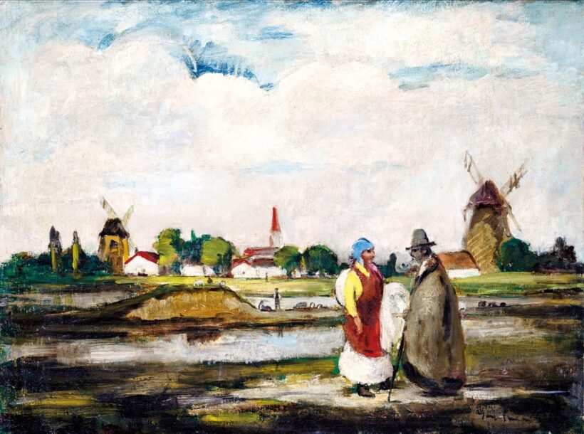 Iványi-Grünwald Béla (1867-1940): Tájkép szélmalmokkal