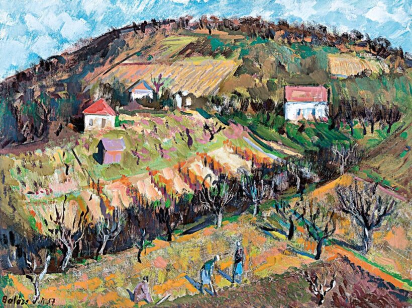 Balázs József Róbert (1930-2010): Szőlőhegy házakkal, 1957