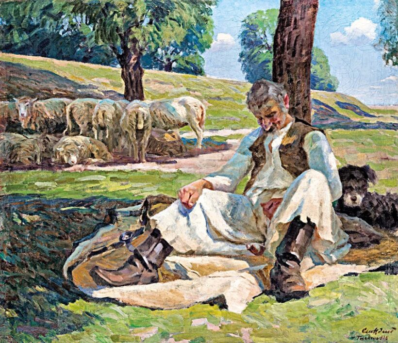 Csuk Jenő (1887-1927): Pihenő juhász, 1918