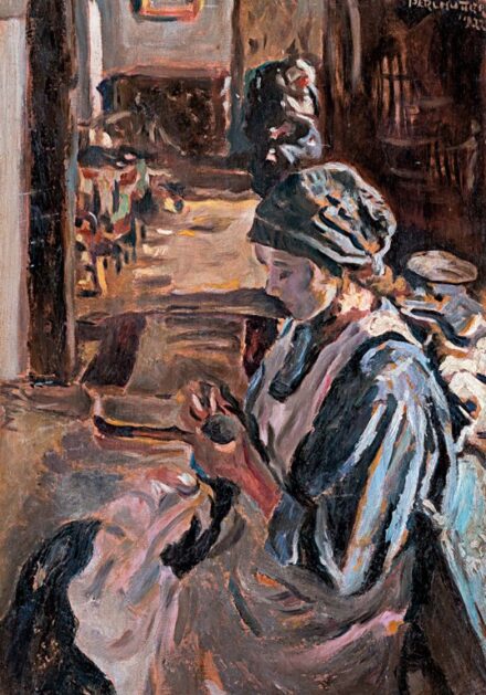 Perlmutter Izsák (1866-1931): Kézimunkázó, 1922