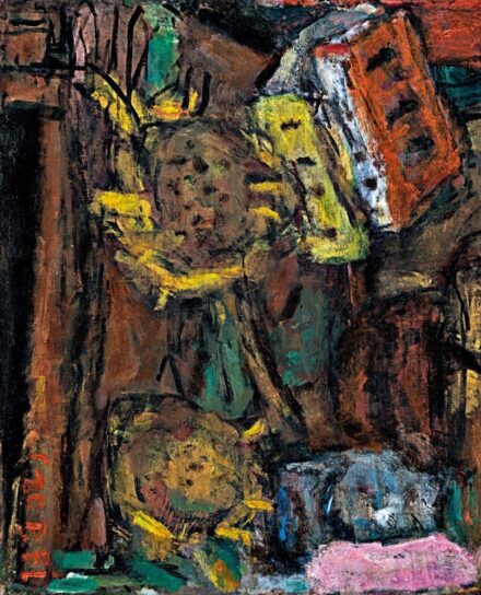 Czóbel Béla (1883-1976): Asztali csendélet napraforgókkal, 1962