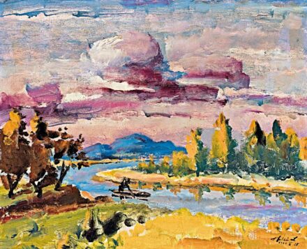 Holló László (1887-1976): "Bodrogi kanyar", 1971