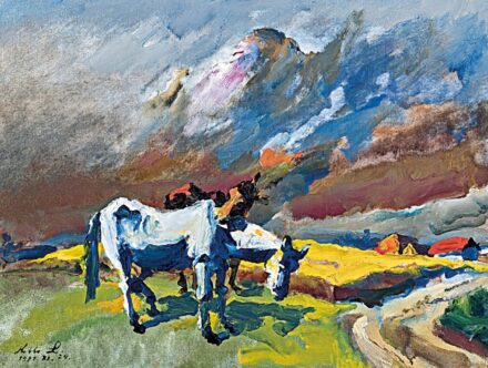 Holló László (1887-1976): Pihenő lovak, 1977