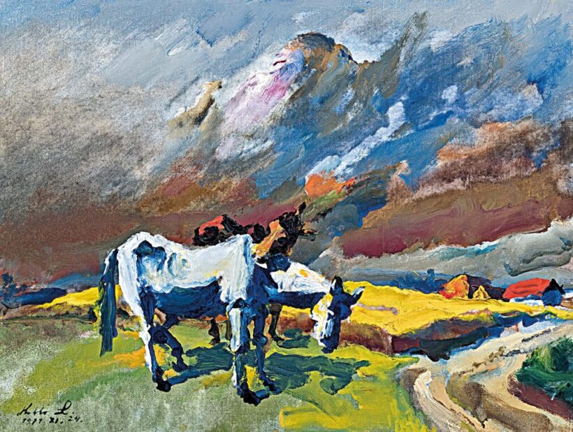 Holló László (1887-1976): Pihenő lovak, 1977