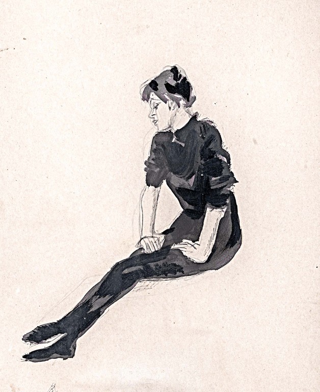 Borsos Miklós (1906-1990): Feketeruhás lány