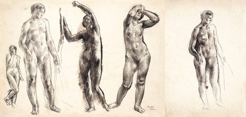 Patkó Károly (1895-1941) Akttanulmányok, 1923, Hátoldalon: Női akt