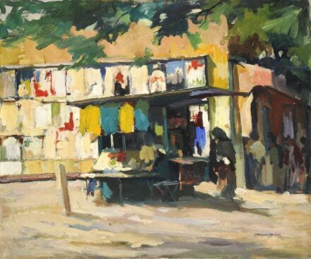 Várdeák Ferenc (1897 - 1971): Ruhaárus, 1960-as évek - Kiállítva, reprodukálva: Várdeák Ferenc emlékkiállítás. Miskolci Galéria, Miskolc, 2003. Kat.sz.: 42