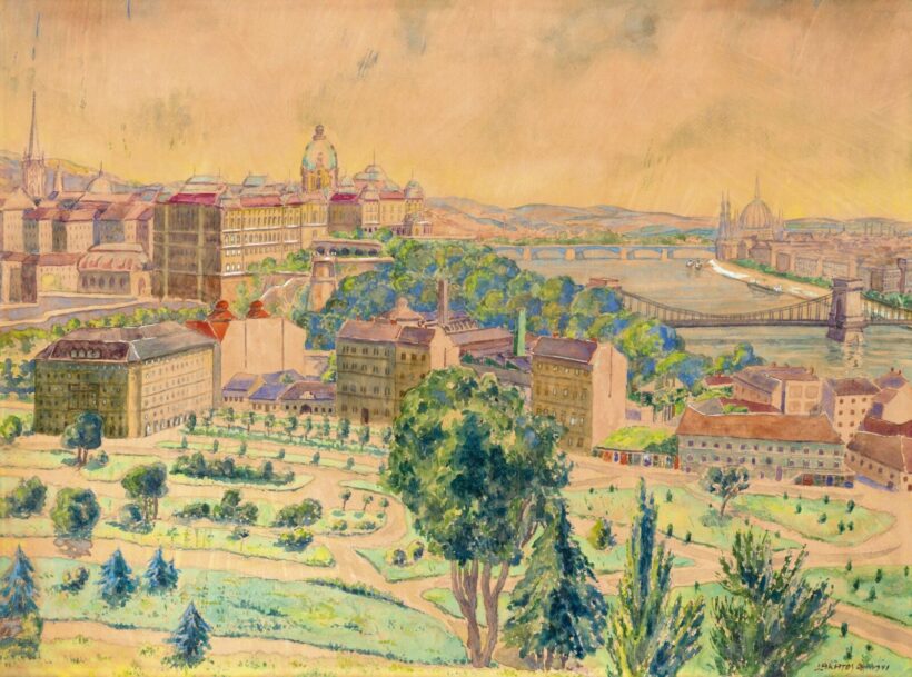 Lakatos Artúr:Budapest látképe a Gellérthegyről, 1941