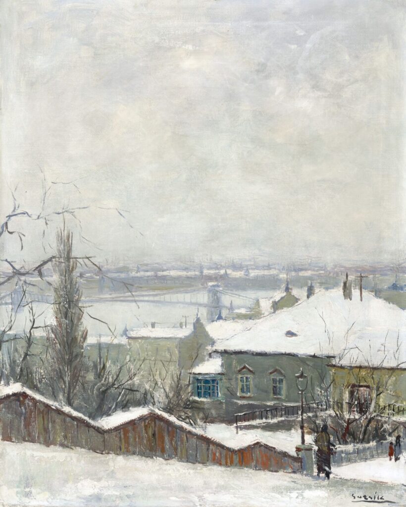 Guzsik Ödön:Kilátás a Dunára (Téli hangulat a Rózsadombon), 1930-as évek
