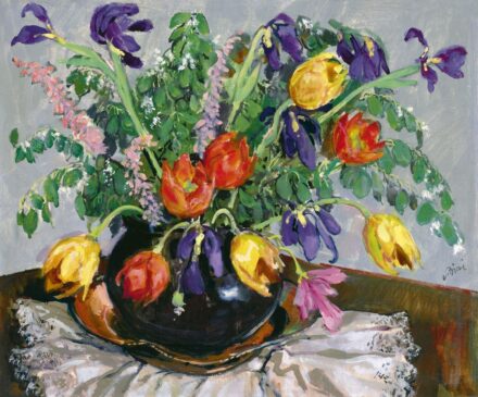 Biai-Föglein István:Virágok vázában (Tulipánok)