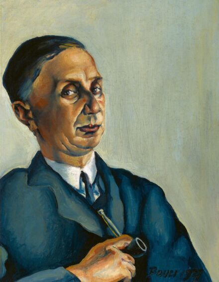 Bauer Szilárd:Kék kabátos férfi pipával, 1927