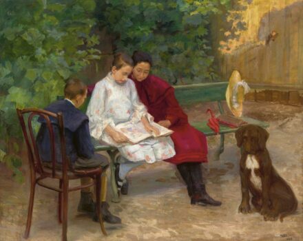 Kléh János:Képes folyóiratot lapozgató lányok, 1905