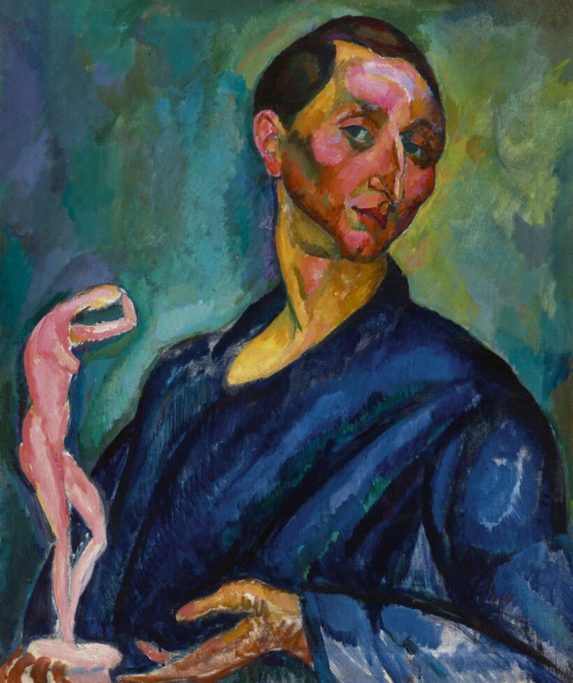 Perlrott Csaba Vilmos :Önarckép szoborral, 1910 körül