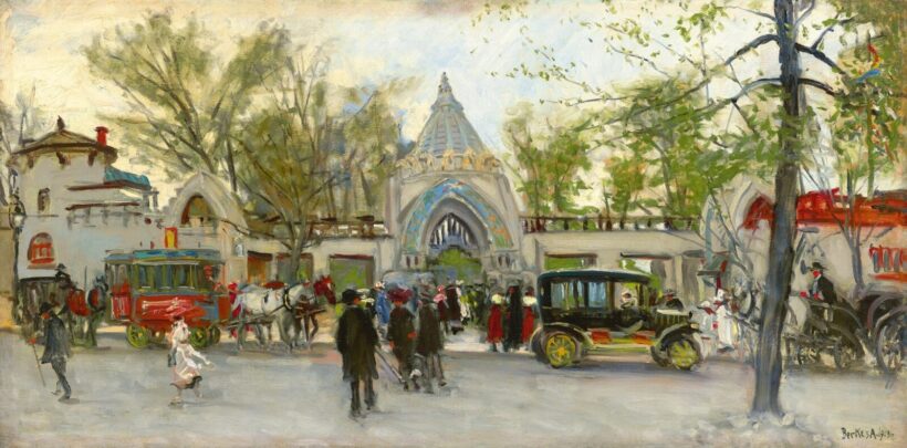 Berkes Antal:Az Állatkert bejárata a Ligetben, 1913