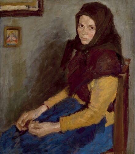 Fényes Adolf:Kendős kislány kék kötényben, 1900-as évek